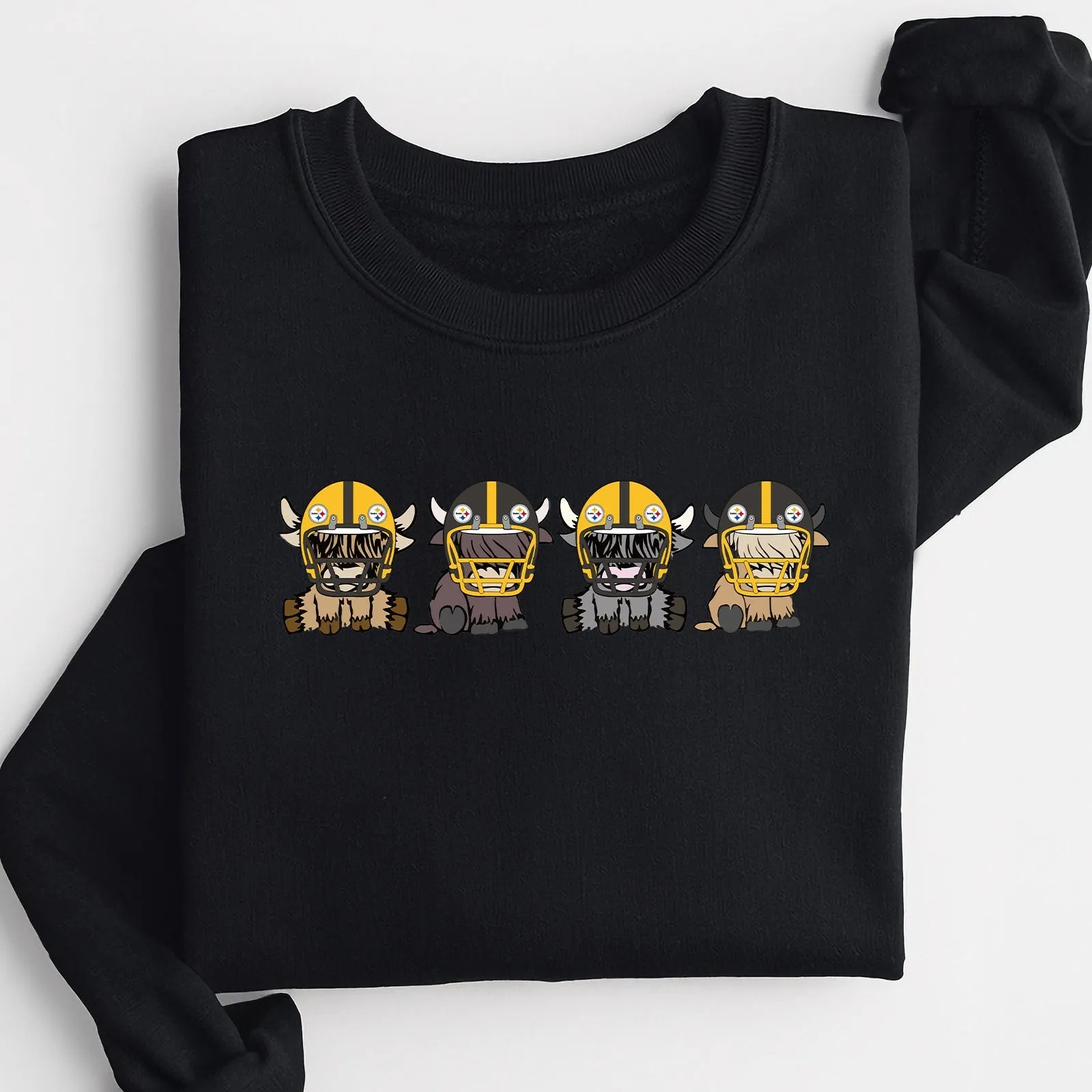 Pittsburgh Steelers Highland Cow Football Team Football Lovers Gift Unisex Crewneck Hoodie Sweatshirt