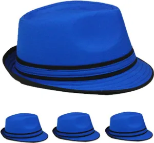 plain blue fedora hat Case of 72