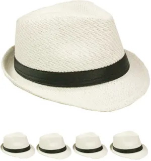 plain paper straw white fedora hat Case of 72