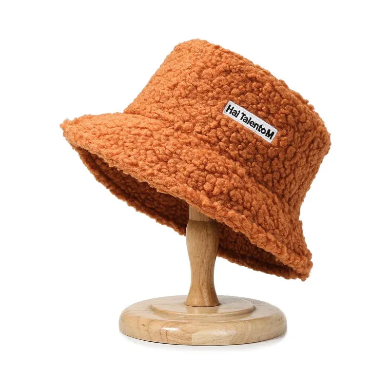 Plush Soft Ruffle Winter Warm Bucket Hat Lotus Leaf Women Outdoor Cap