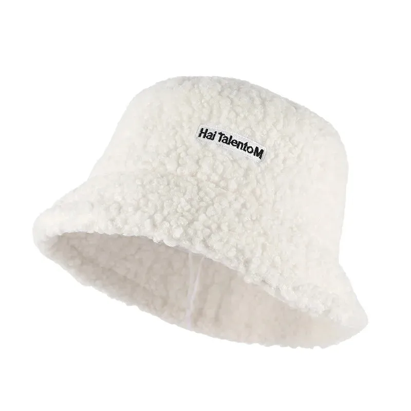 Plush Soft Ruffle Winter Warm Bucket Hat Lotus Leaf Women Outdoor Cap