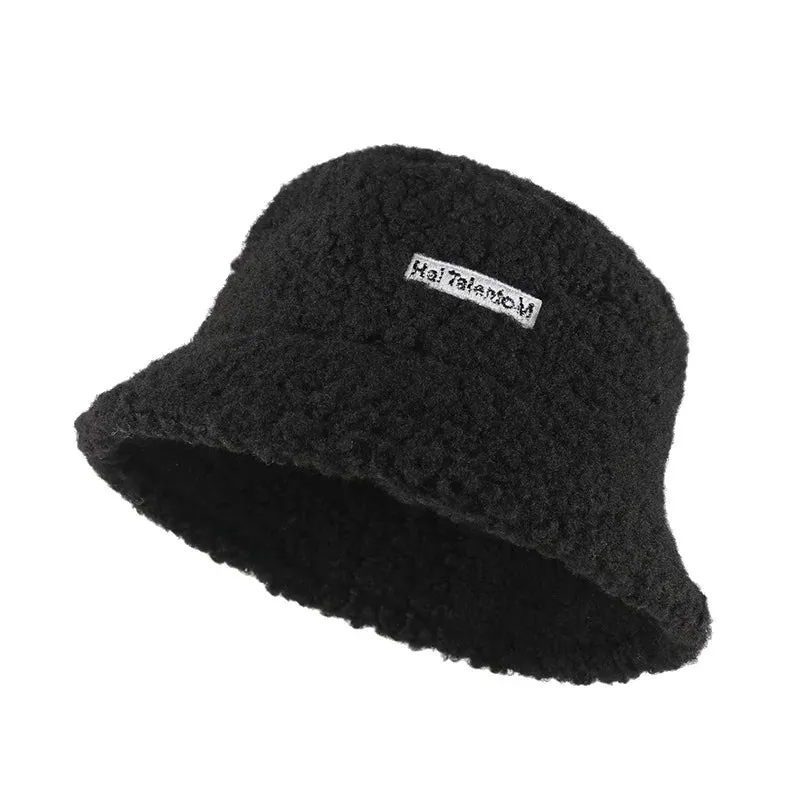 Plush Soft Ruffle Winter Warm Bucket Hat Lotus Leaf Women Outdoor Cap