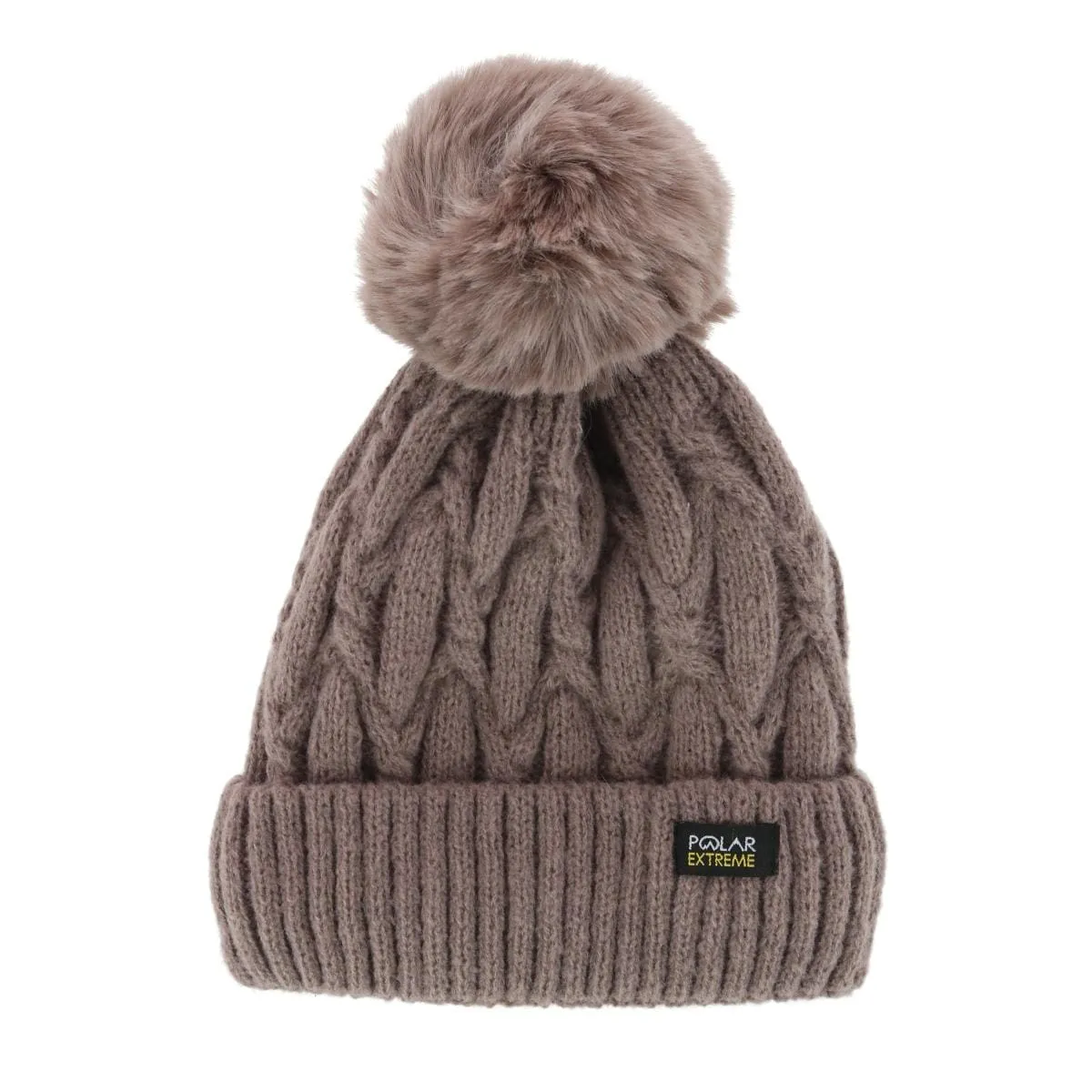 Polar Extreme Girl's Insulated Thermal Cable Knit Winter Cuff Beanie with Pom