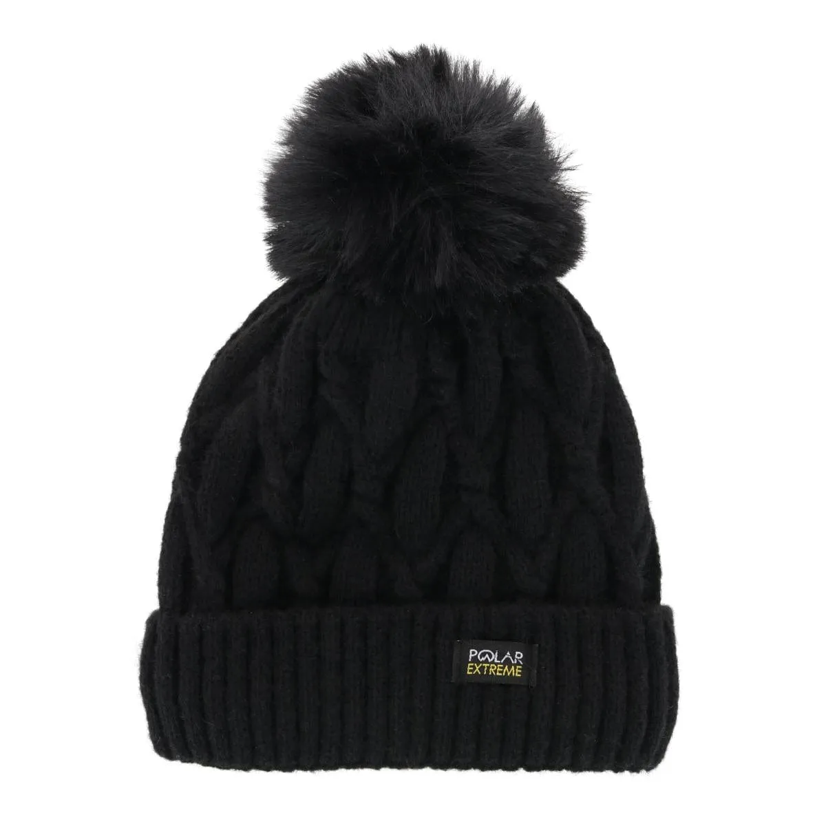 Polar Extreme Girl's Insulated Thermal Cable Knit Winter Cuff Beanie with Pom