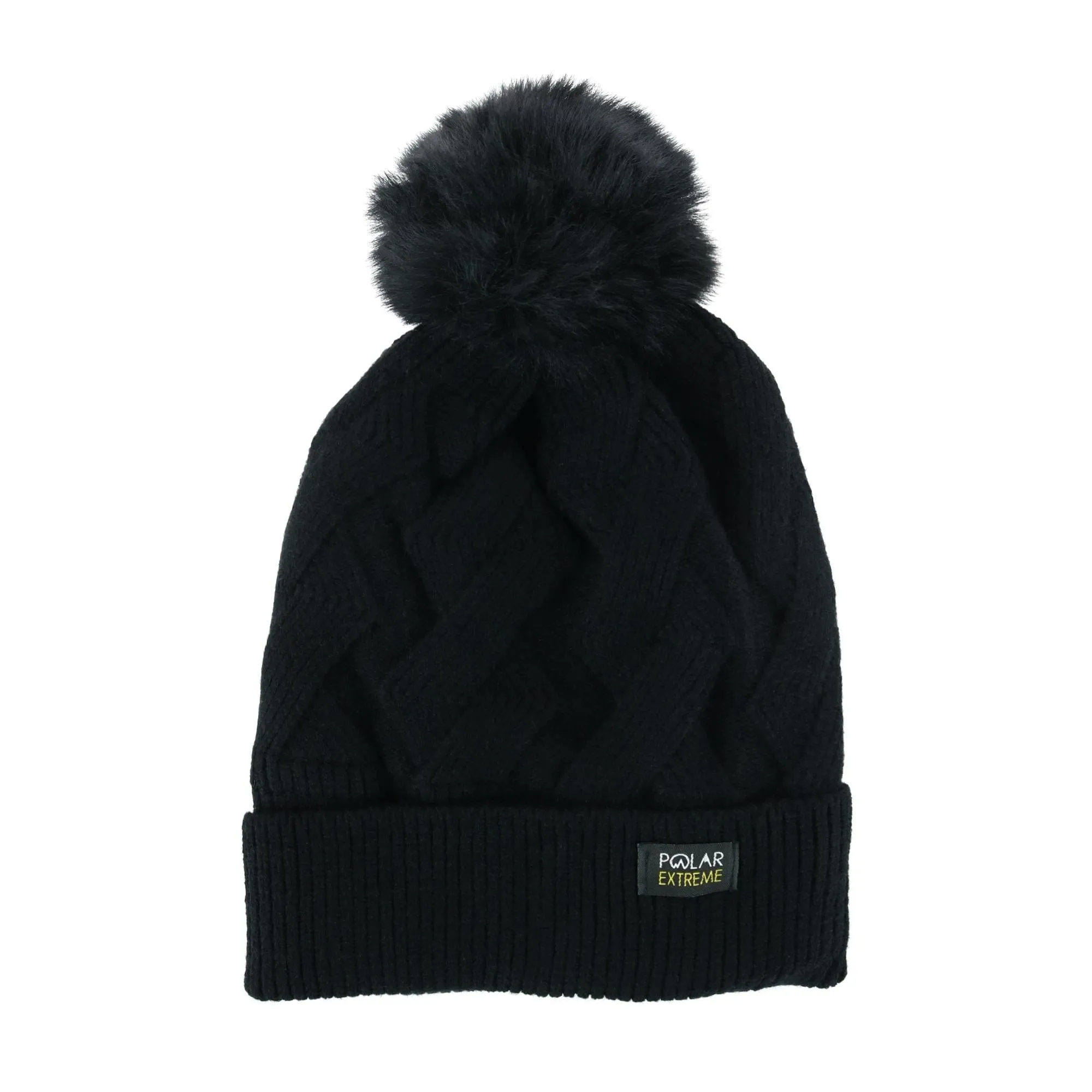Polar Extreme Women's Zigzag Print Beanie Cuff Cap with Sherpa Lining