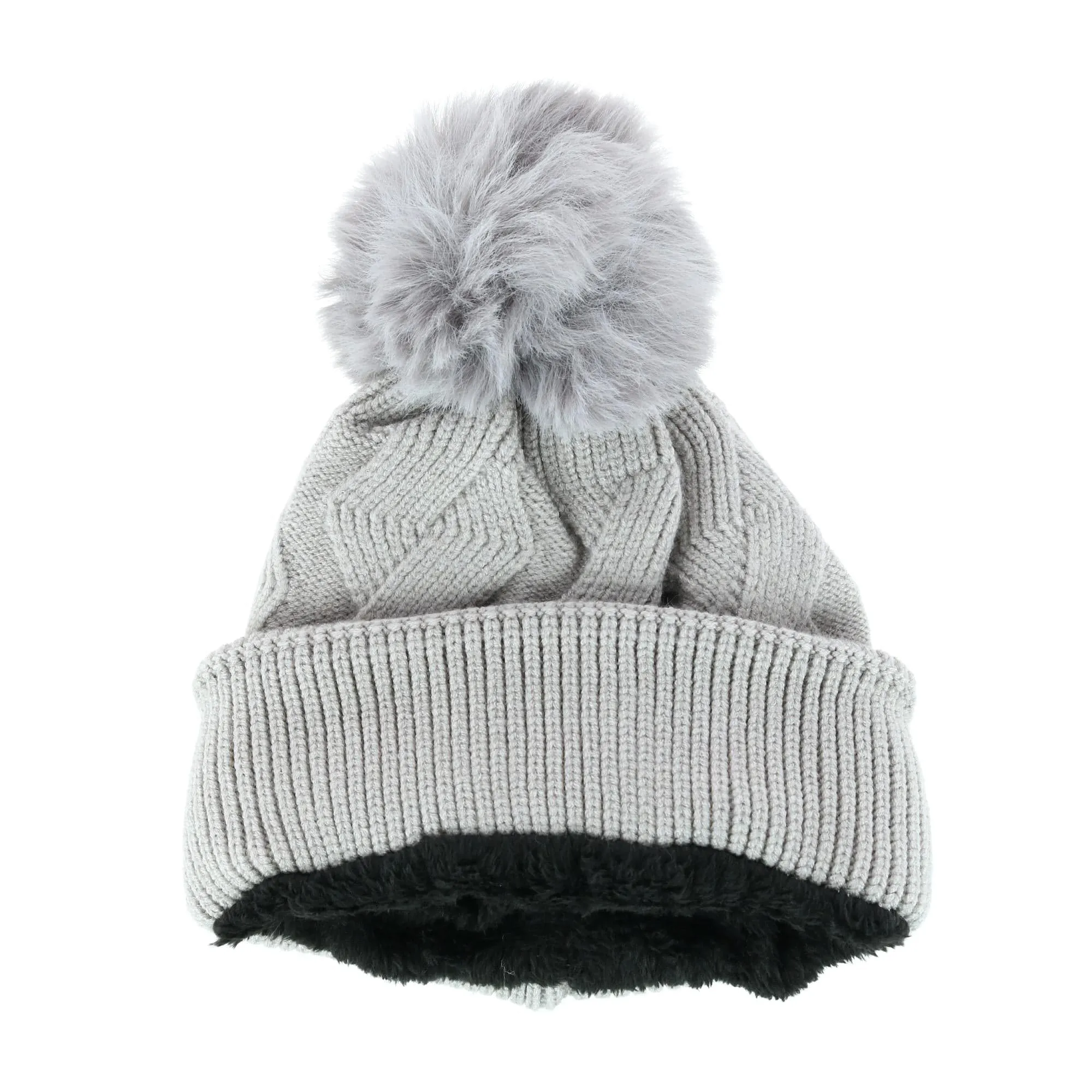 Polar Extreme Women's Zigzag Print Beanie Cuff Cap with Sherpa Lining