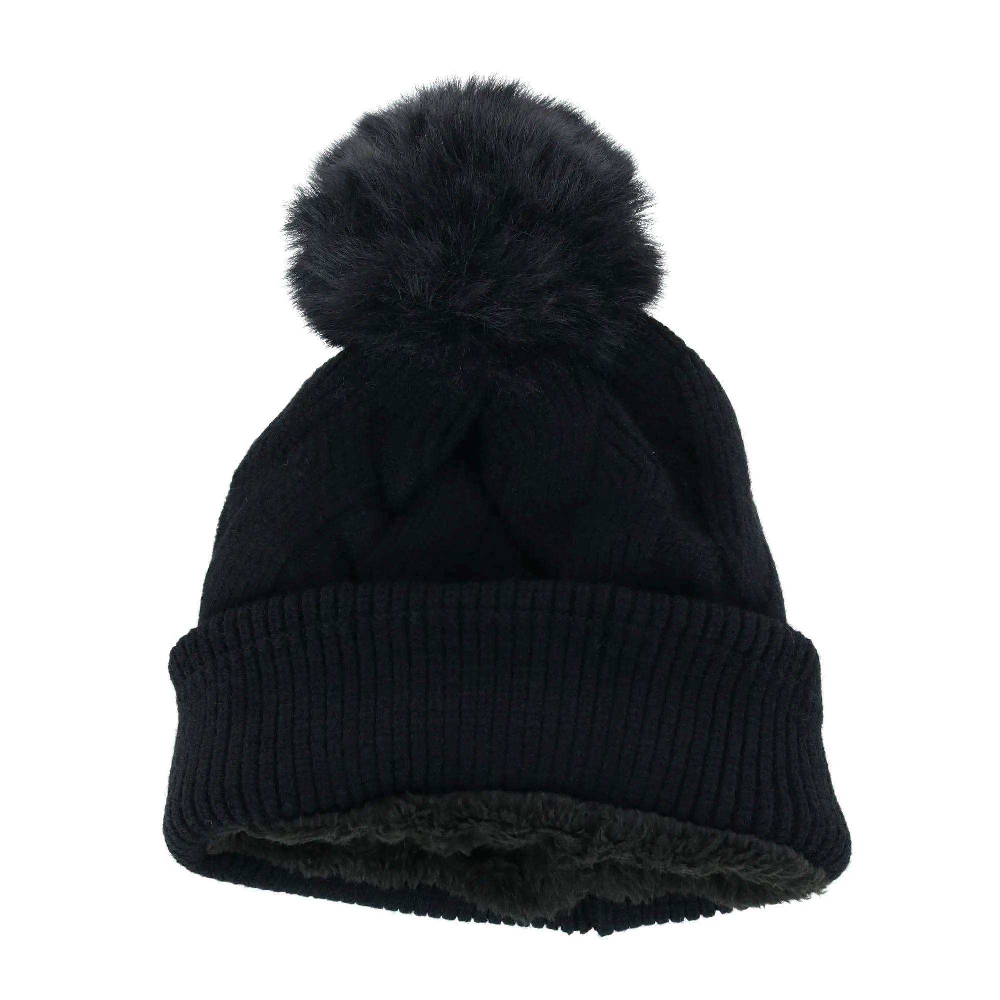 Polar Extreme Women's Zigzag Print Beanie Cuff Cap with Sherpa Lining