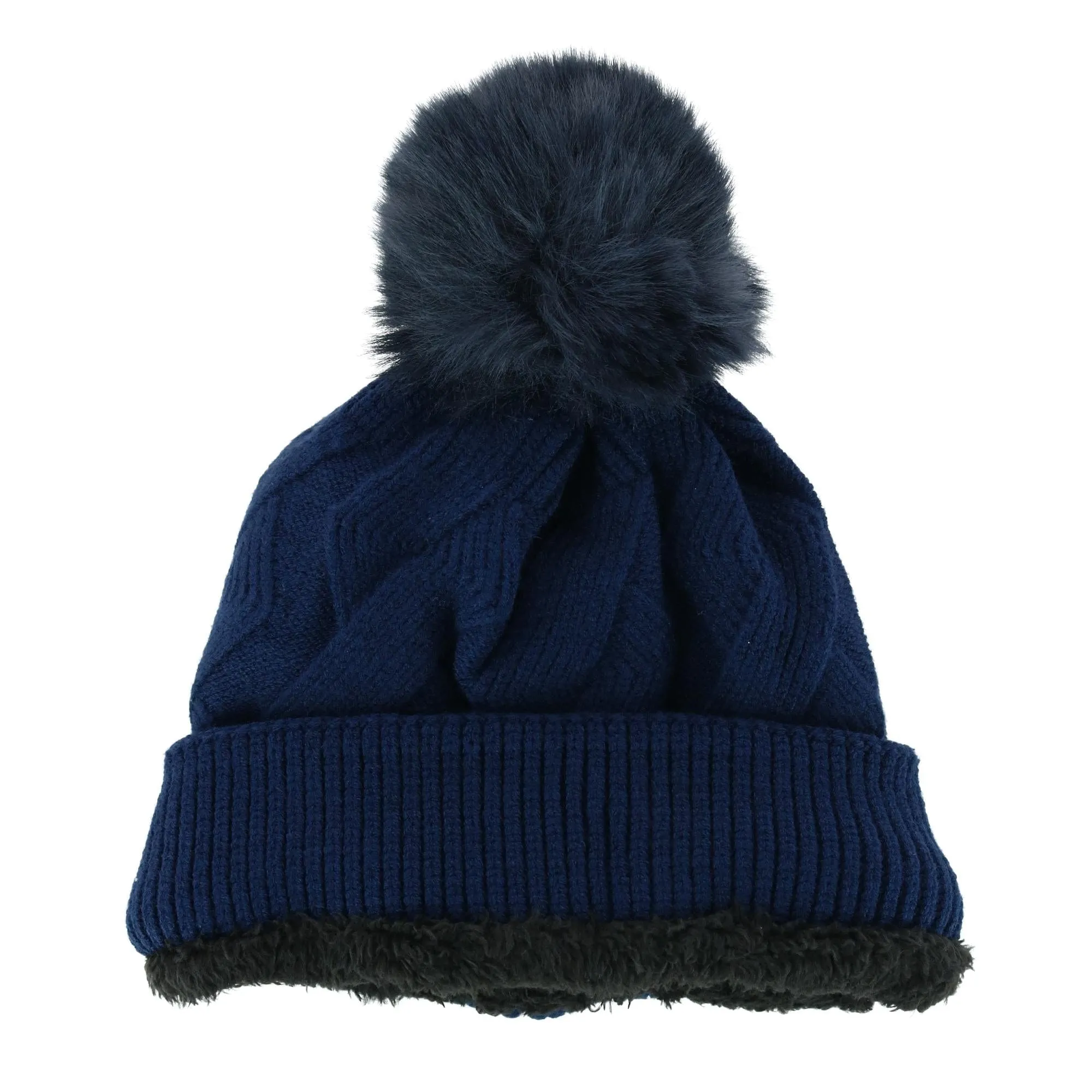 Polar Extreme Women's Zigzag Print Beanie Cuff Cap with Sherpa Lining