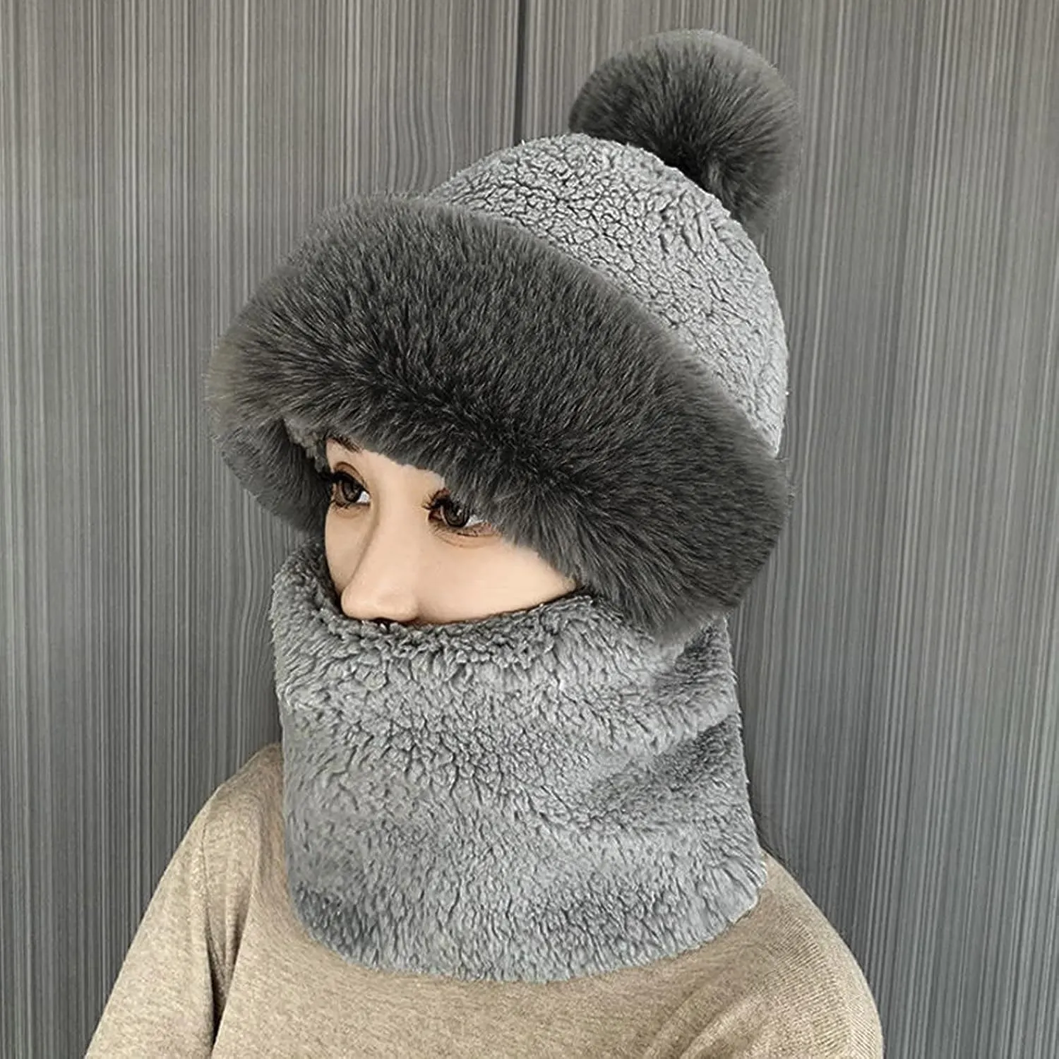 Pom Beanie Hat Women Men Winter Hat Pom Knit Hat Beanie with Pom Acrylic Winter Cap with Cuff and Pom
