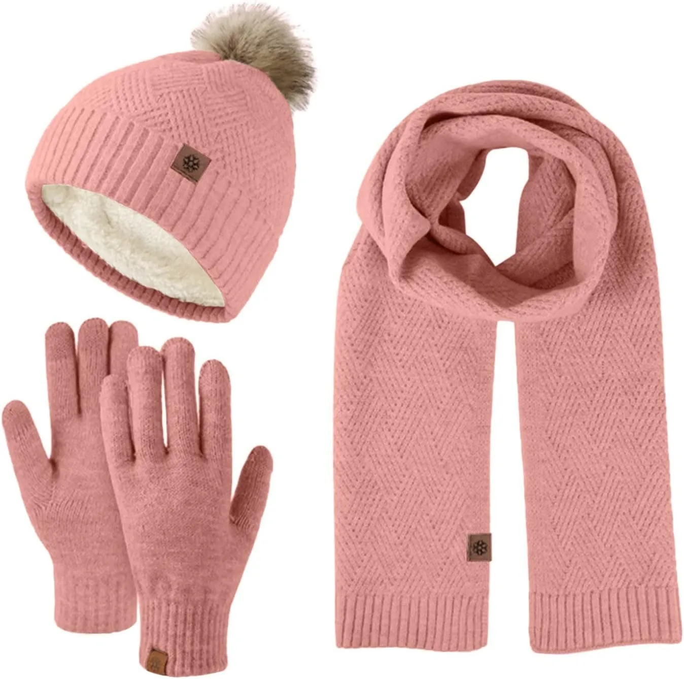 Pompom Beanie Winter Hat for Women Warm Chunky Soft Cable Knit Hats Pompom Cold Weather Knitted Cap