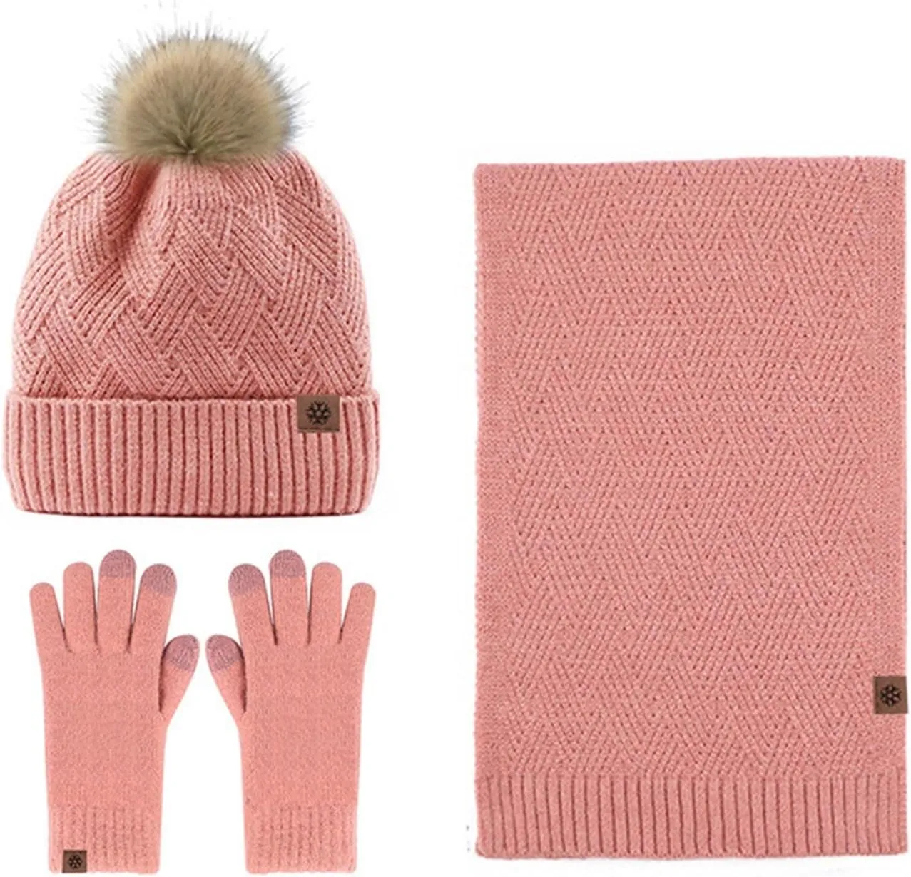 Pompom Beanie Winter Hat for Women Warm Chunky Soft Cable Knit Hats Pompom Cold Weather Knitted Cap