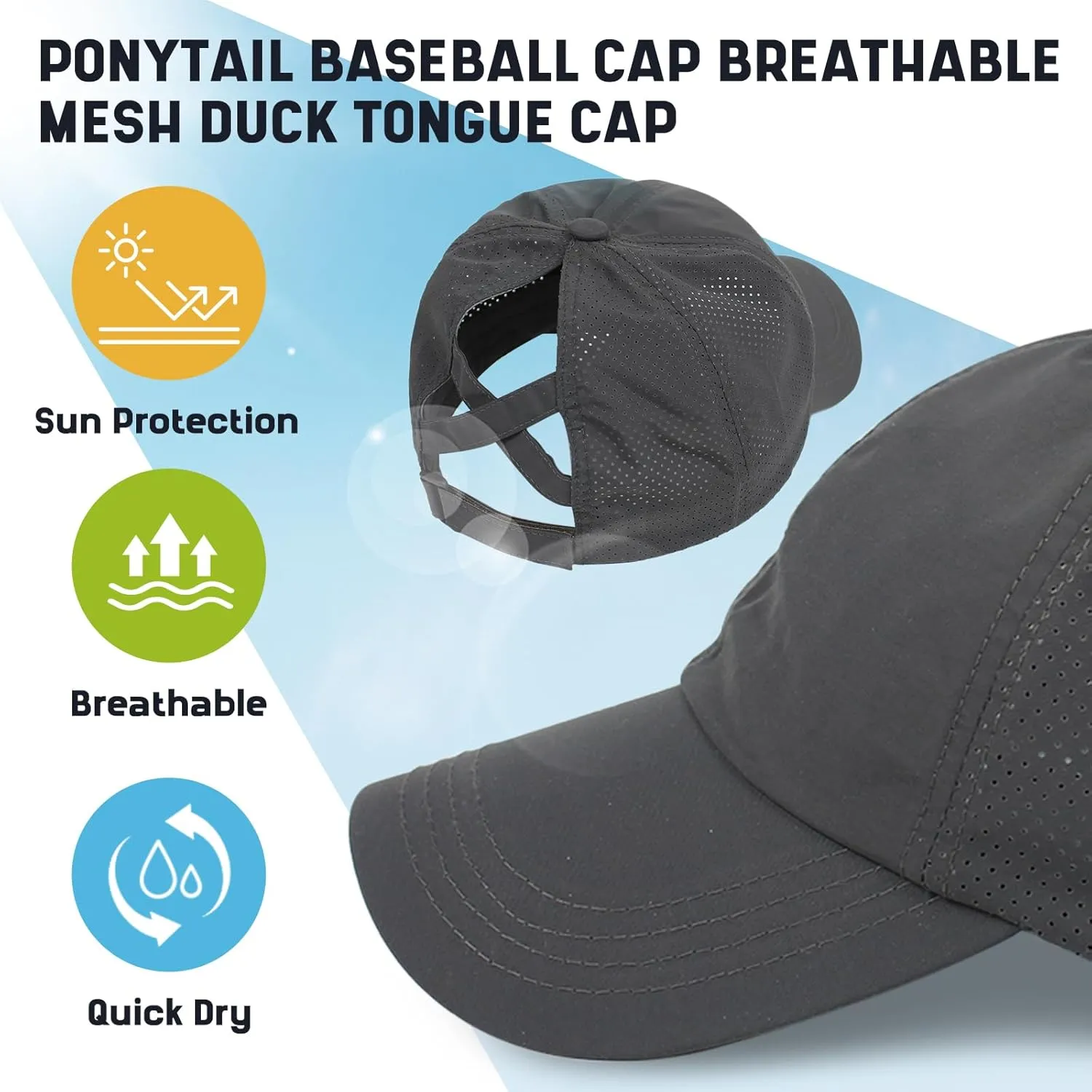 Ponytail Hats for Women Baseball Caps High Messy Buns Women Hats Baseball Caps Breathable Quick Dry Running Hats for Women