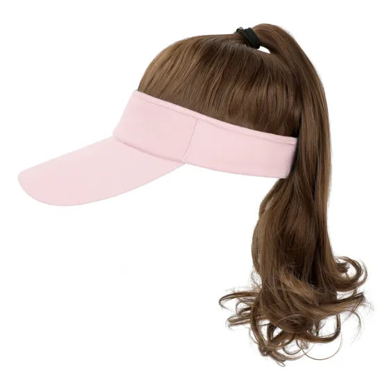 Ponytail Wavy Hairy Cap Wig Hats with Visor Hair Hat for Women Synthetic Curly Wig