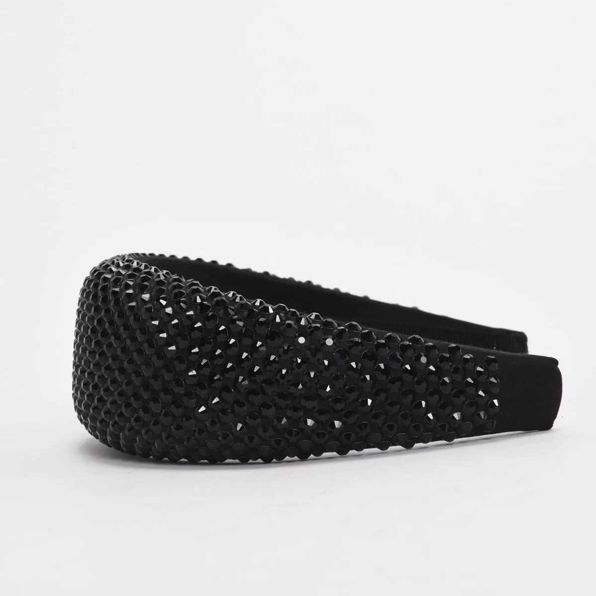 Prada Black Satin Crystal Embellished Headband