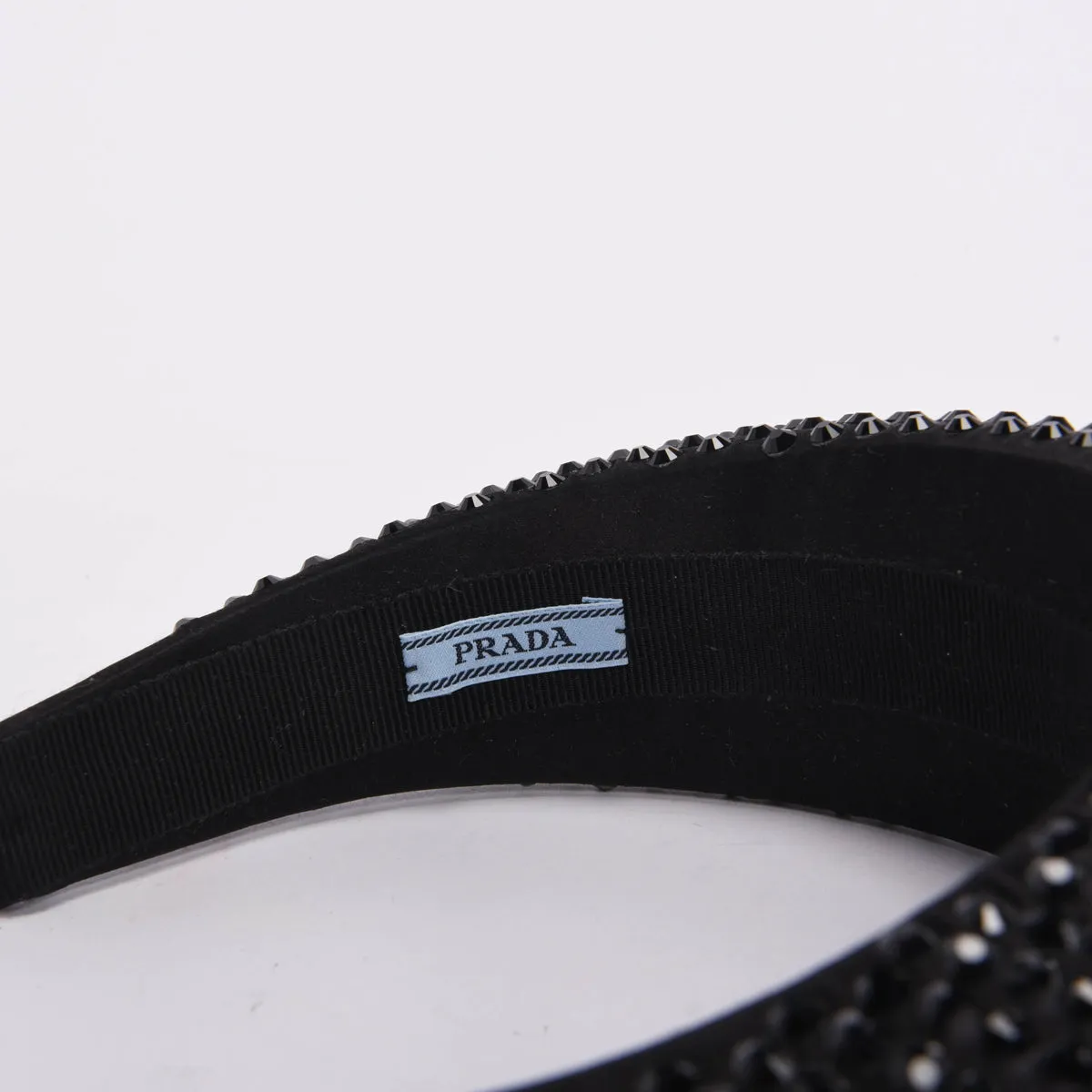 Prada Black Satin Crystal Embellished Headband