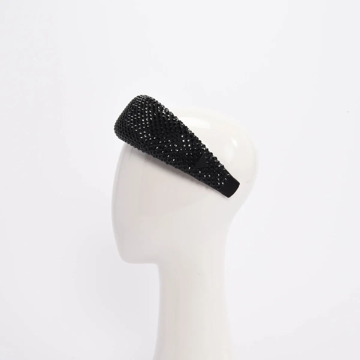 Prada Black Satin Crystal Embellished Headband