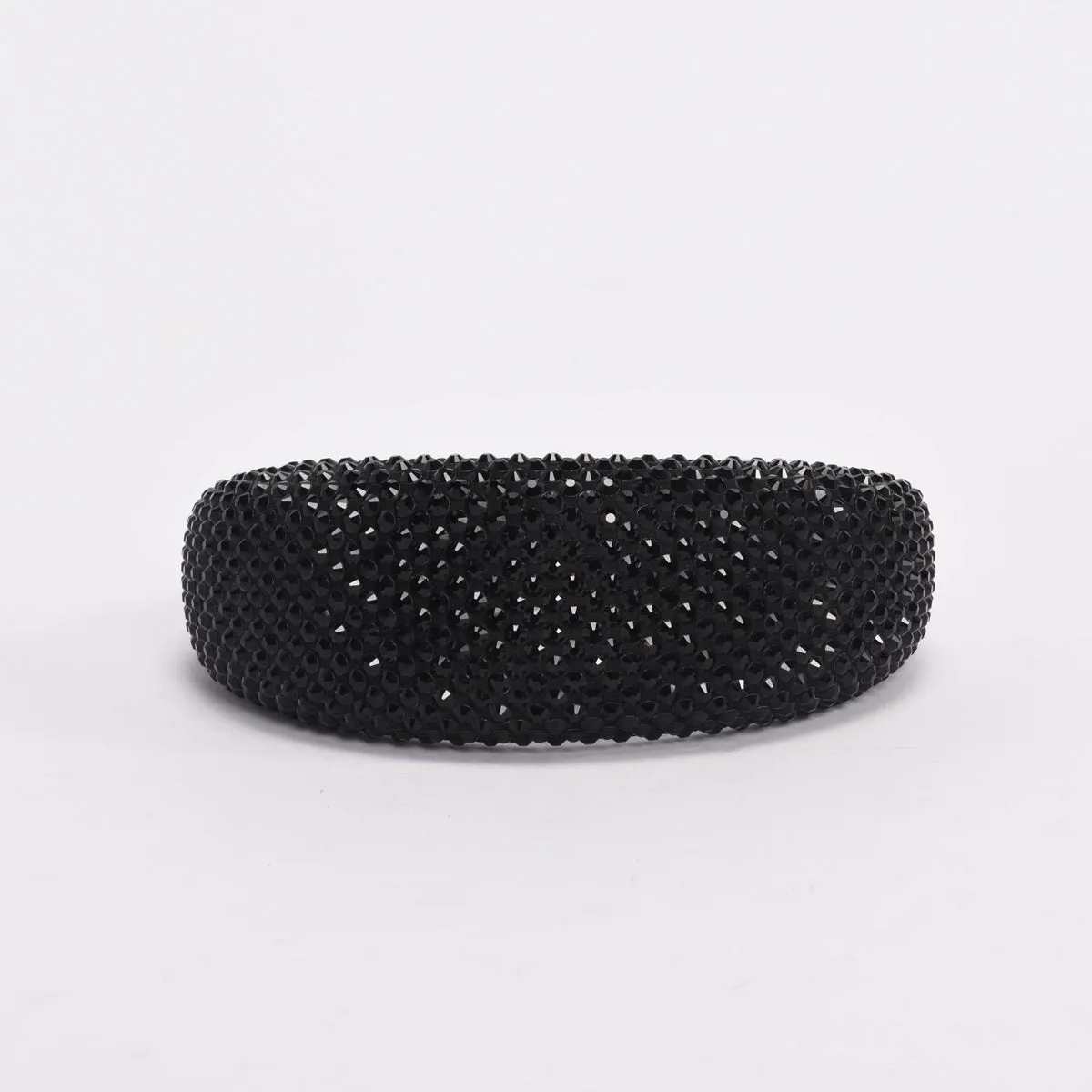 Prada Black Satin Crystal Embellished Headband