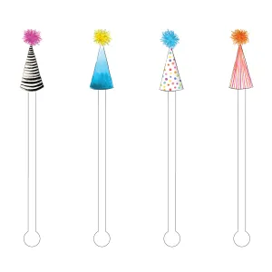 Preppy Party Hats Acrylic Stir Sticks