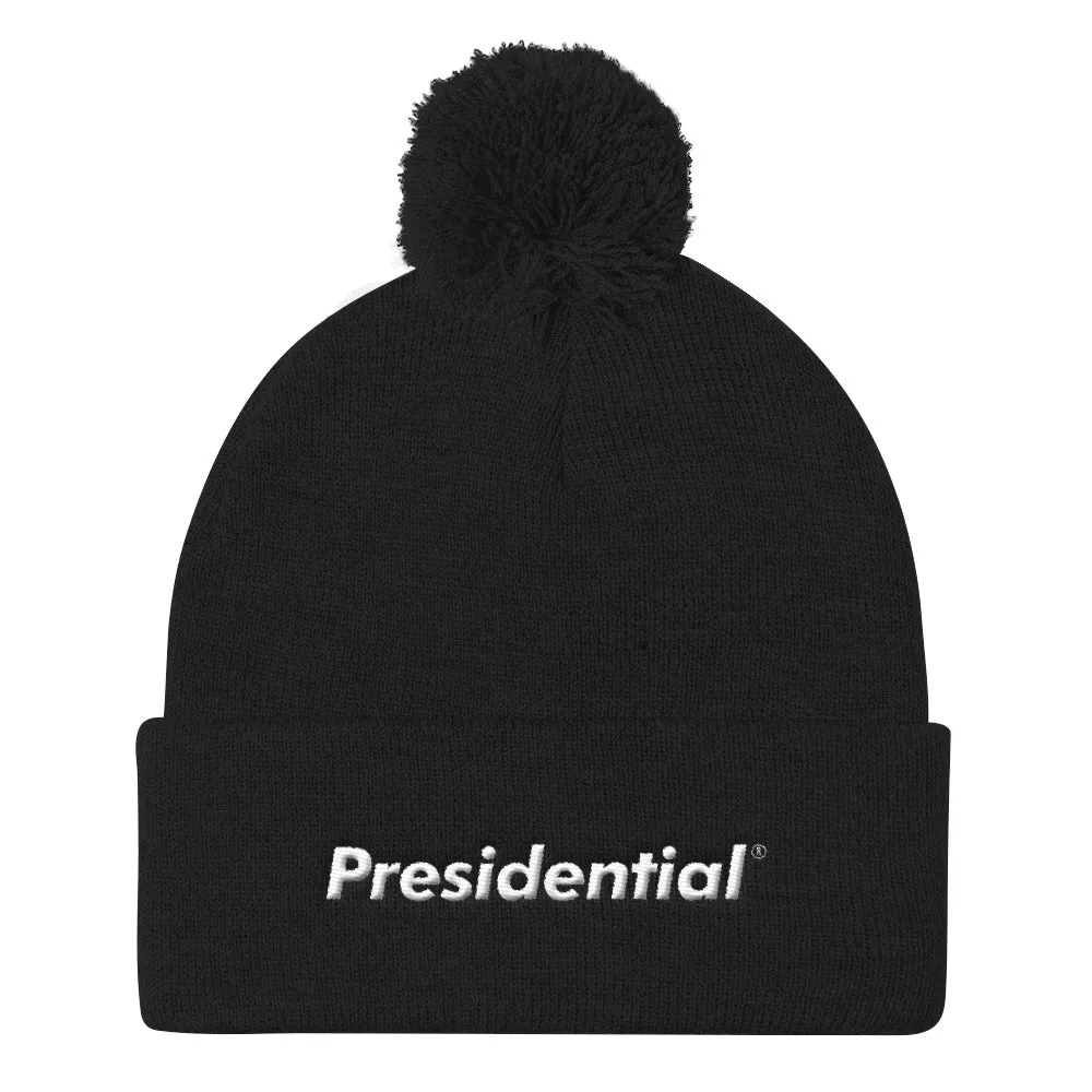 Presidential ® Logo White |  Pom Pom Knit Cap