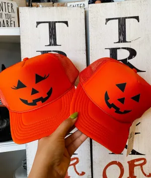 Pumpkin Face Hat | With Lashes