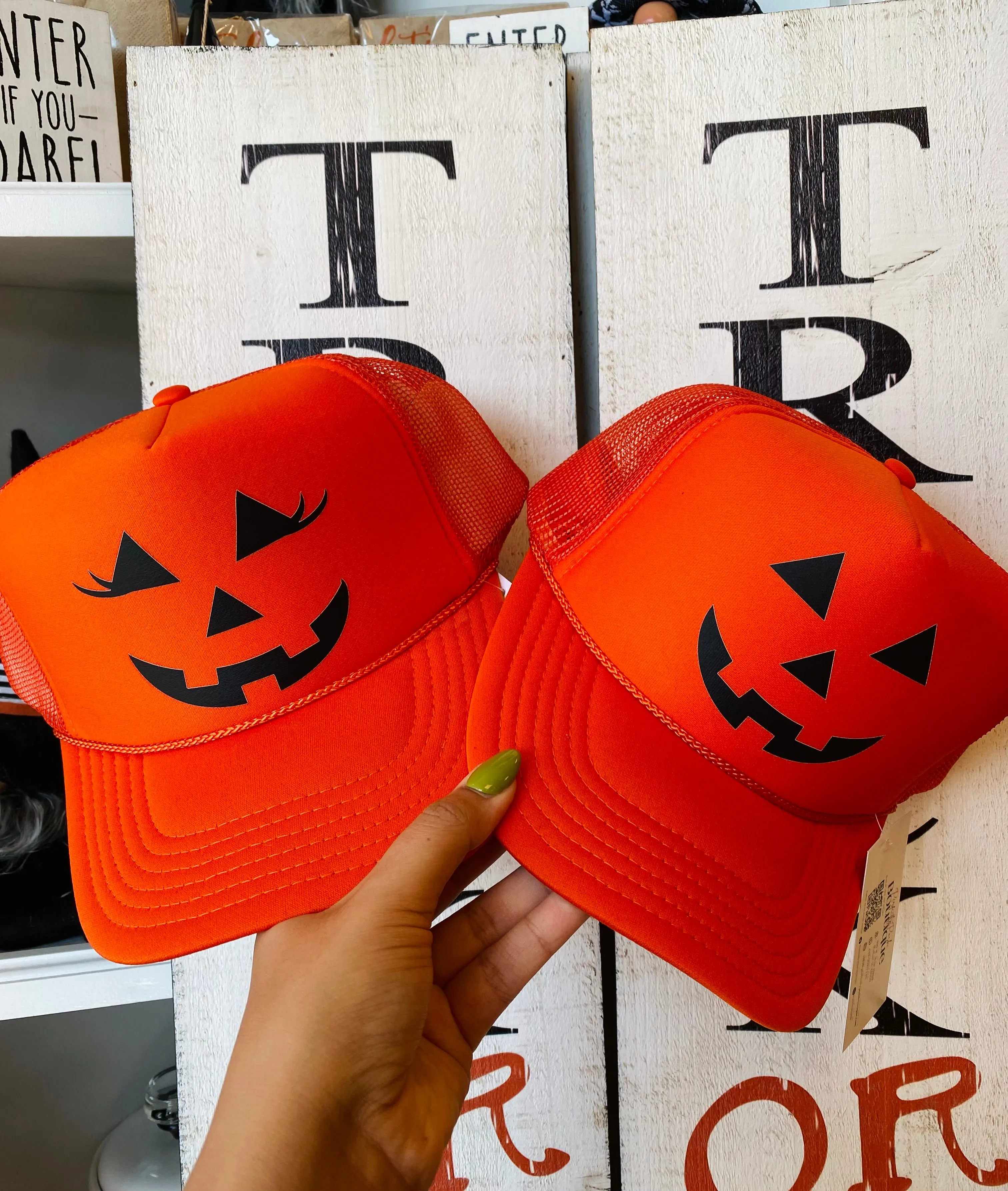 Pumpkin Face Hat | With Lashes