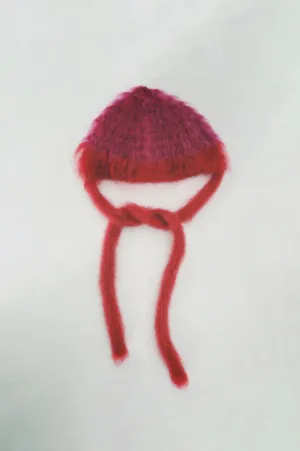 Purple and Red Crochet Bonnet