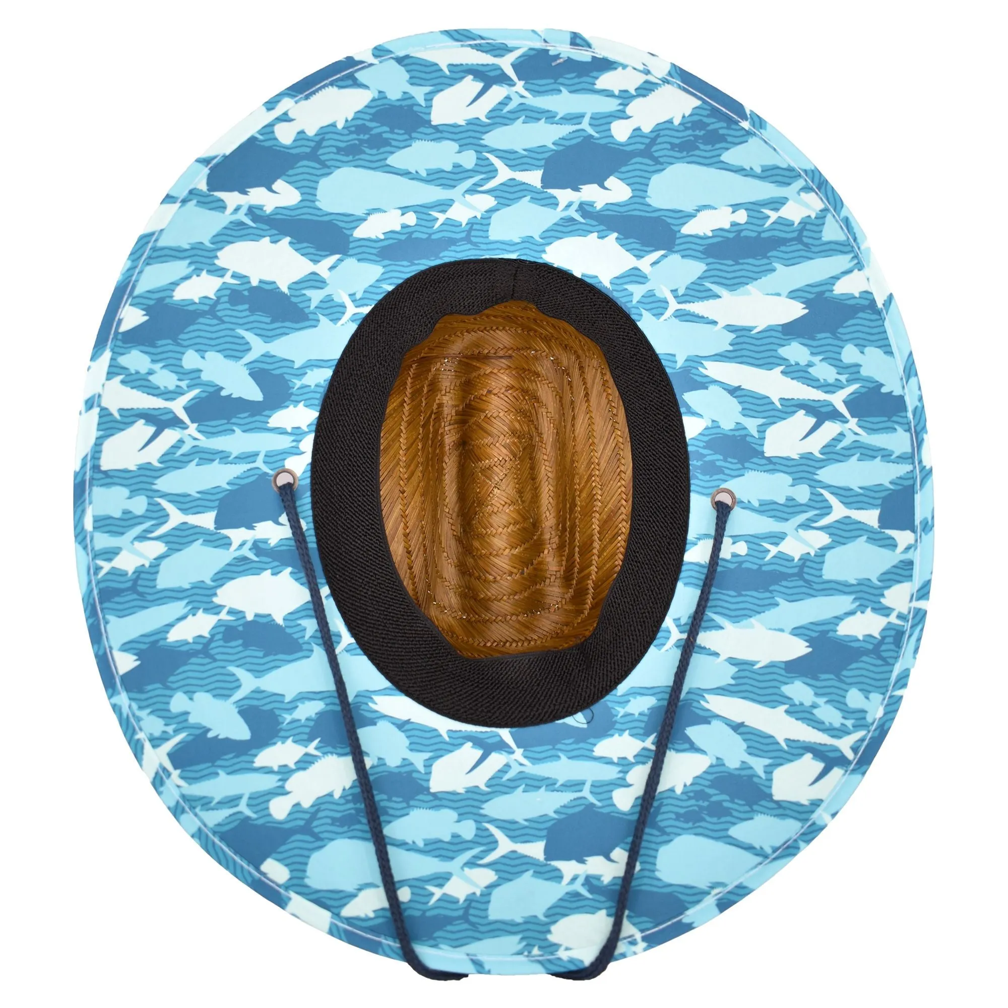 Qwave Mens and Womens Straw Hat - Cool Fishing Print Designs, Beach Gear Sun Hats for Men Protects from Summer Sun - Lifeguard Hat - Aquafish Print