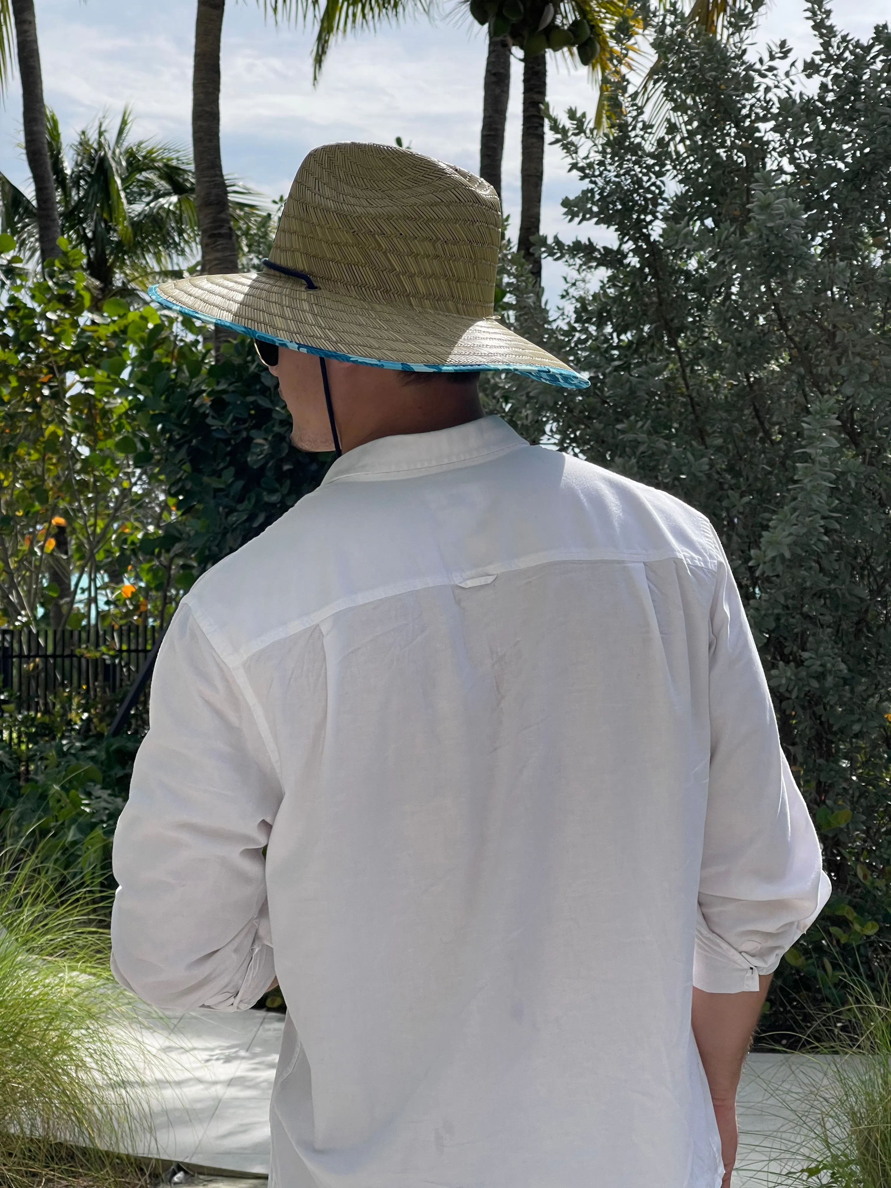 Qwave Mens and Womens Straw Hat - Cool Fishing Print Designs, Beach Gear Sun Hats for Men Protects from Summer Sun - Lifeguard Hat - Aquafish Print