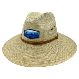 Qwave Packable Stone-Washed Straw Lifeguard Hat for Men and Women - Beach Straw Hat Protects from Summer Sun -  Ocean Blues