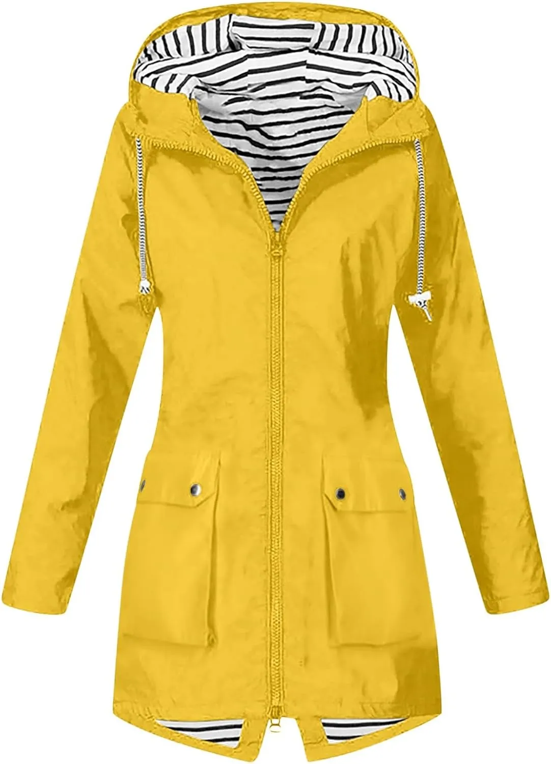 Rain Jacket Women 2024 Fall Lightweight Waterproof Raincoat Outdoor Hooded Trench Coats Windbreaker Anorak Jacket