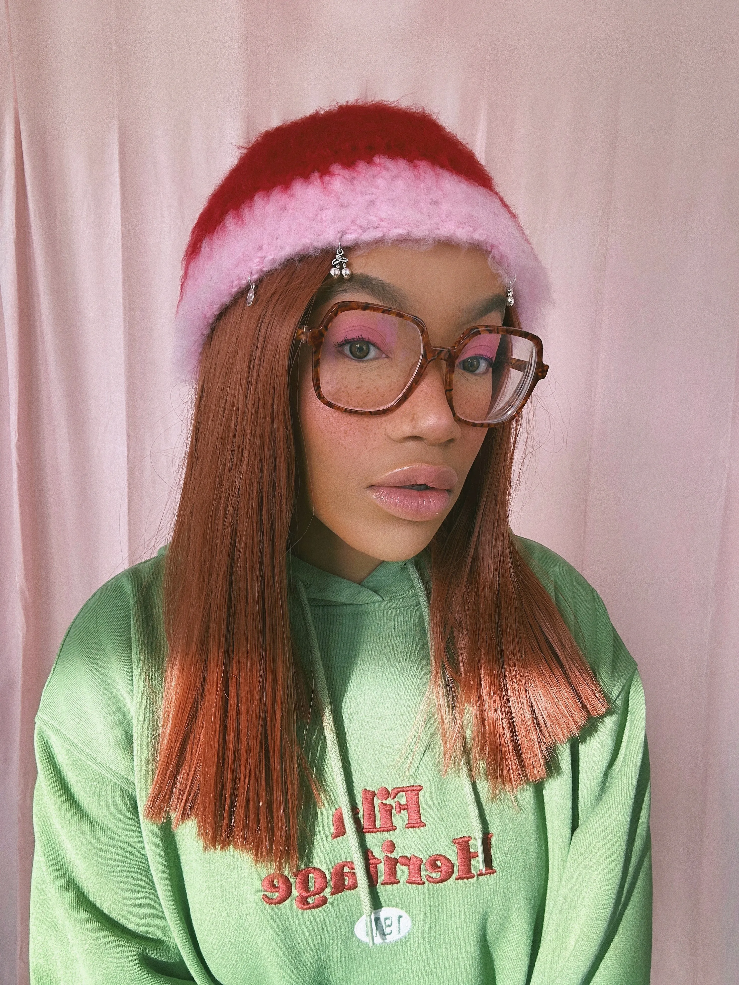 Red and Pink Crochet Hat
