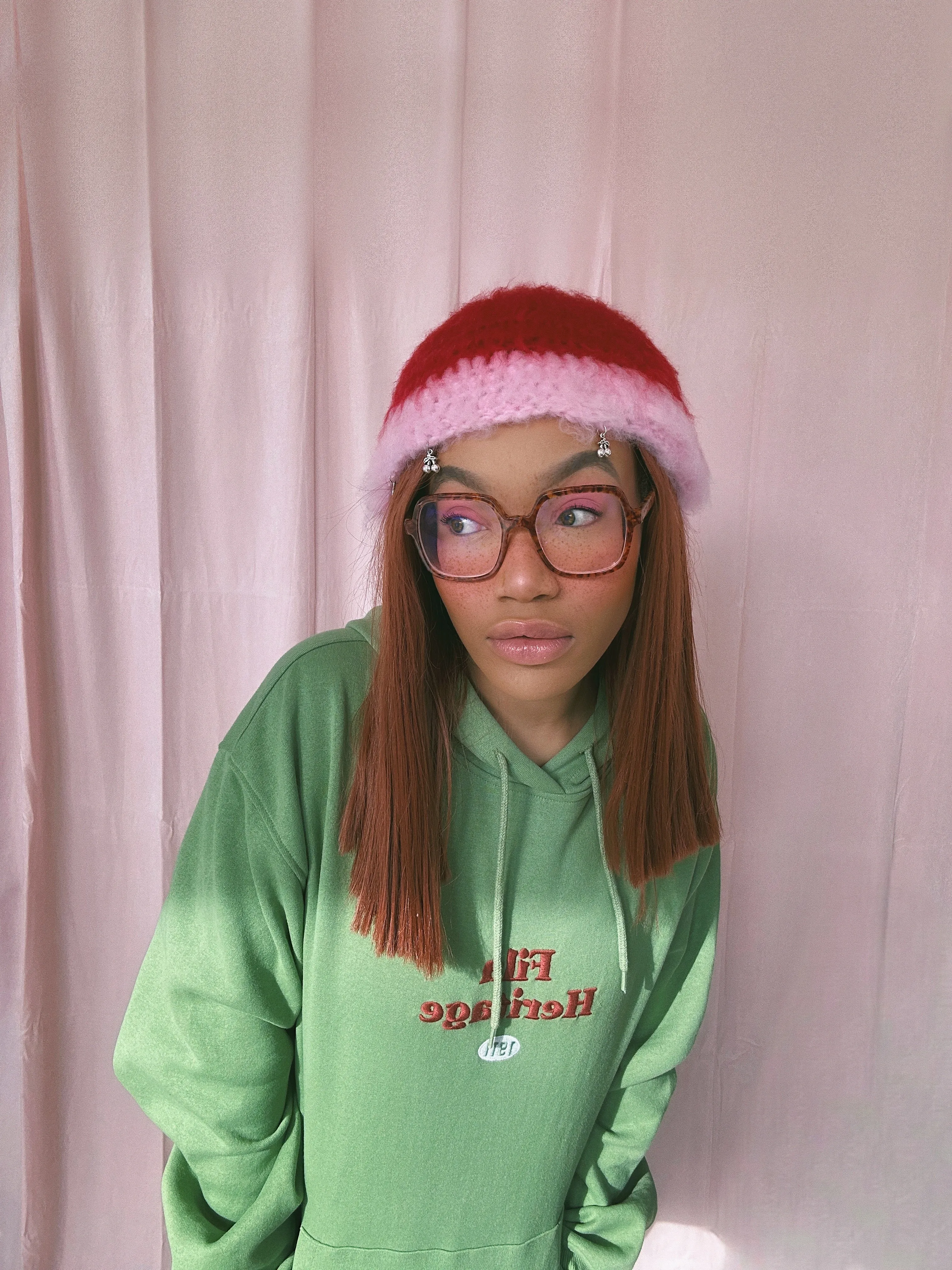 Red and Pink Crochet Hat