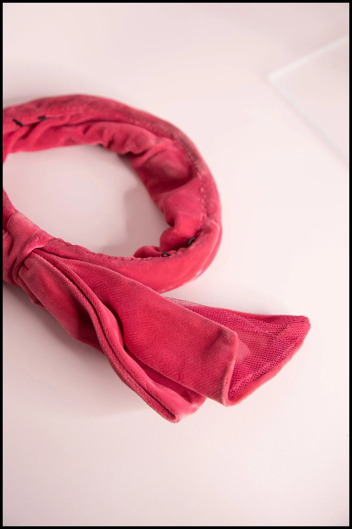 RESERVED Vintage 1950s Pink Velvet Bow Hat