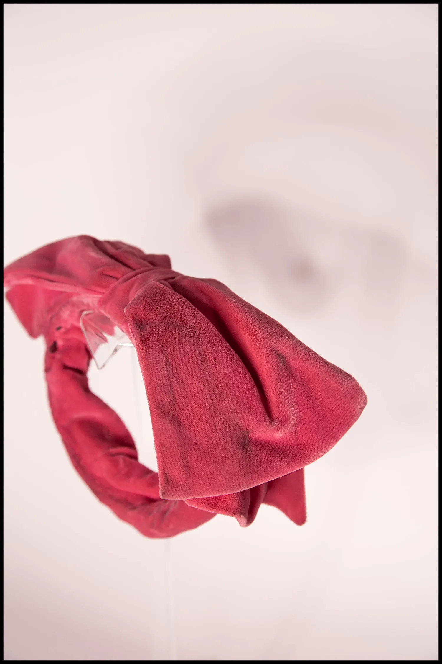 RESERVED Vintage 1950s Pink Velvet Bow Hat