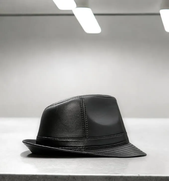 Retro Leather Trilby Fedora Hat