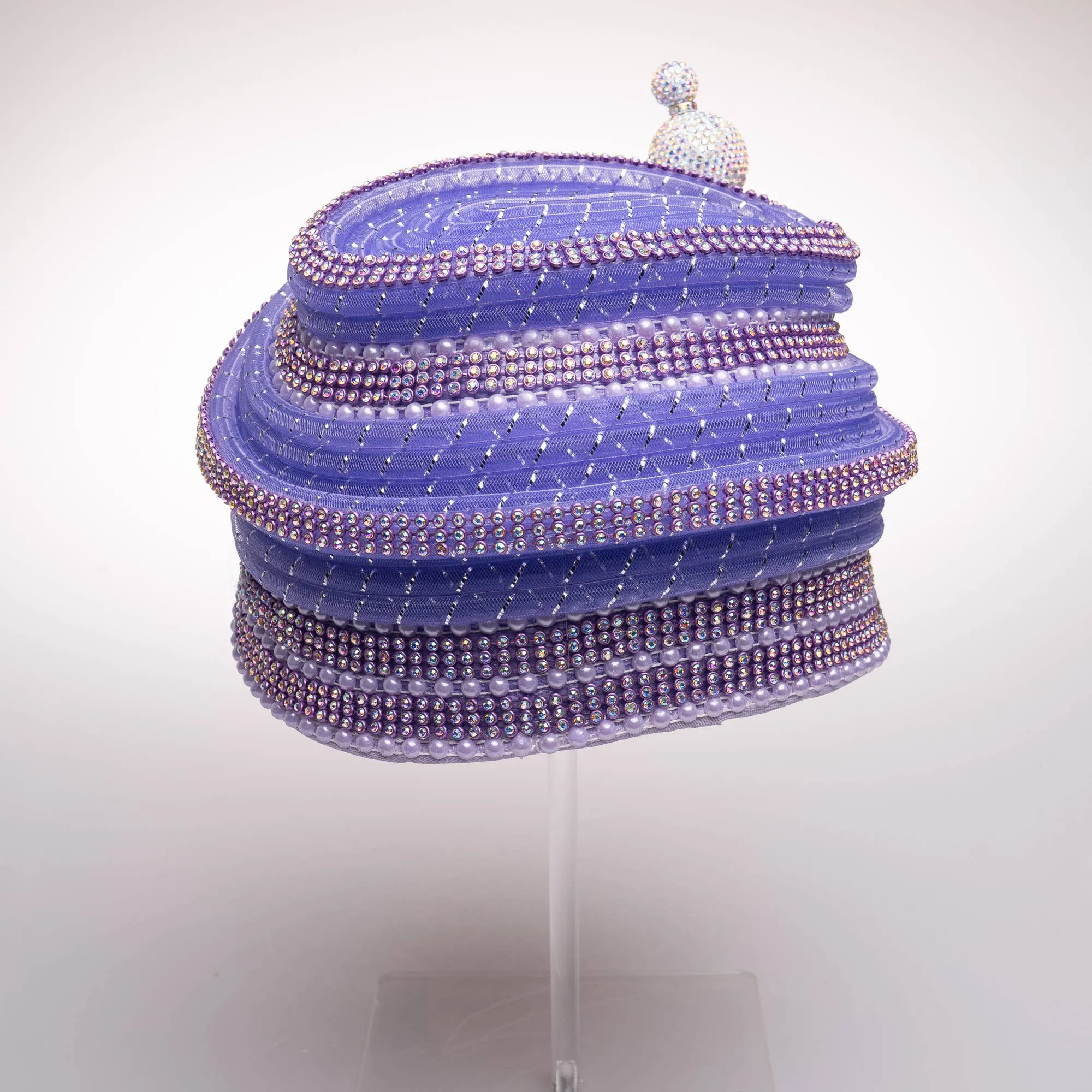 Rhinestone And Crinoline Tube Special Design with Pin: Lilac
