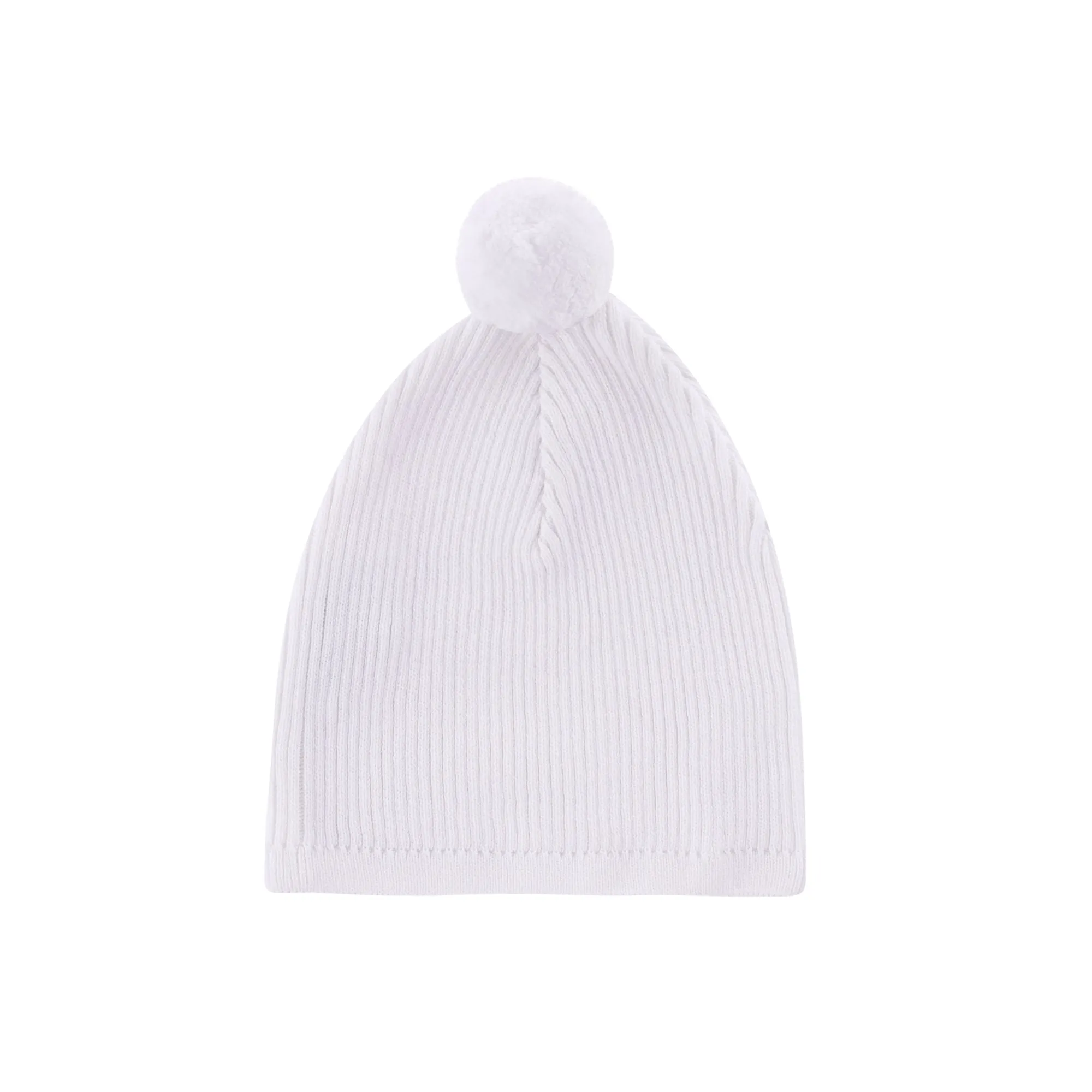 Rib Knit Pom Pom Beanie