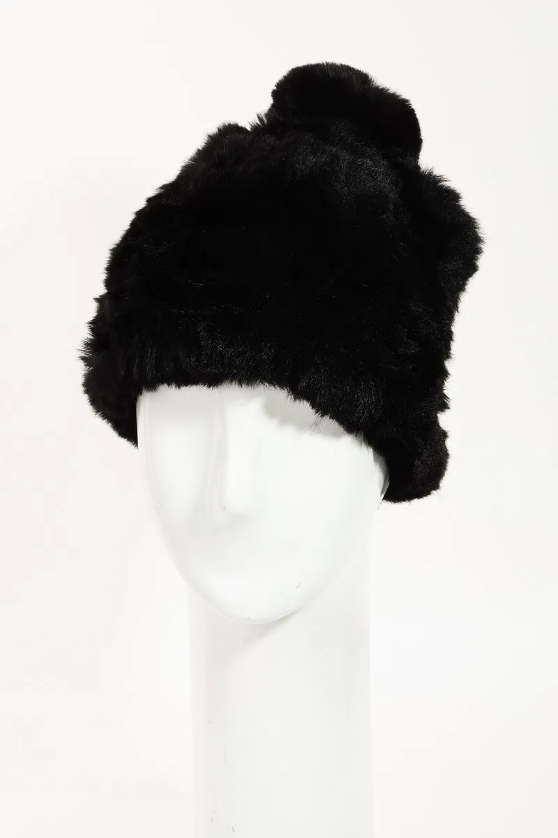 RIBBED FAUX FUR TOQUE