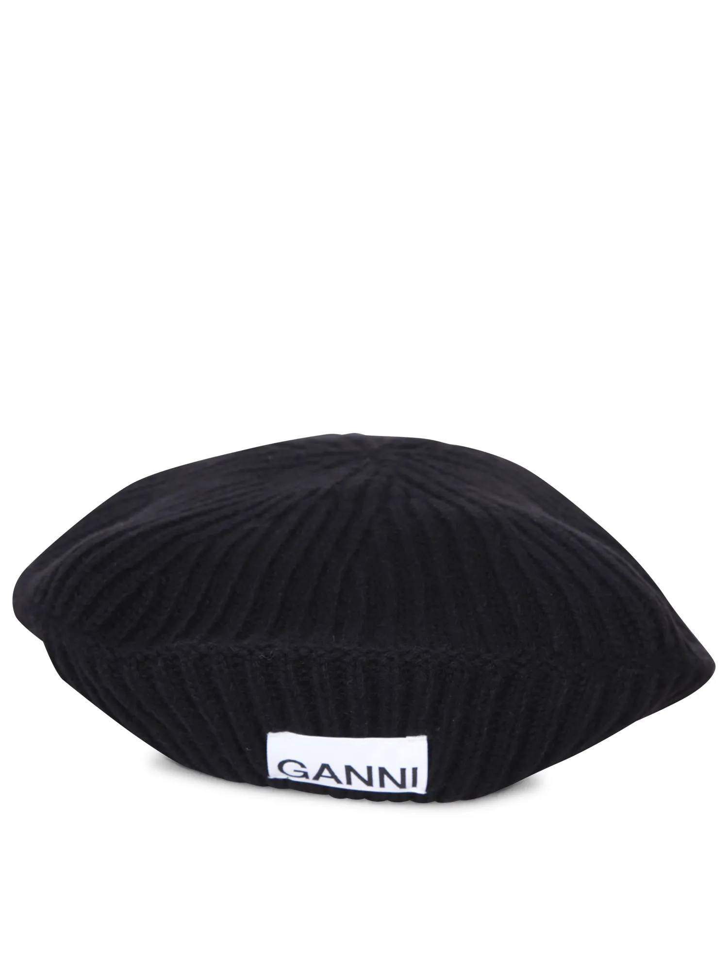 Ribbed Knit Beret in Black
