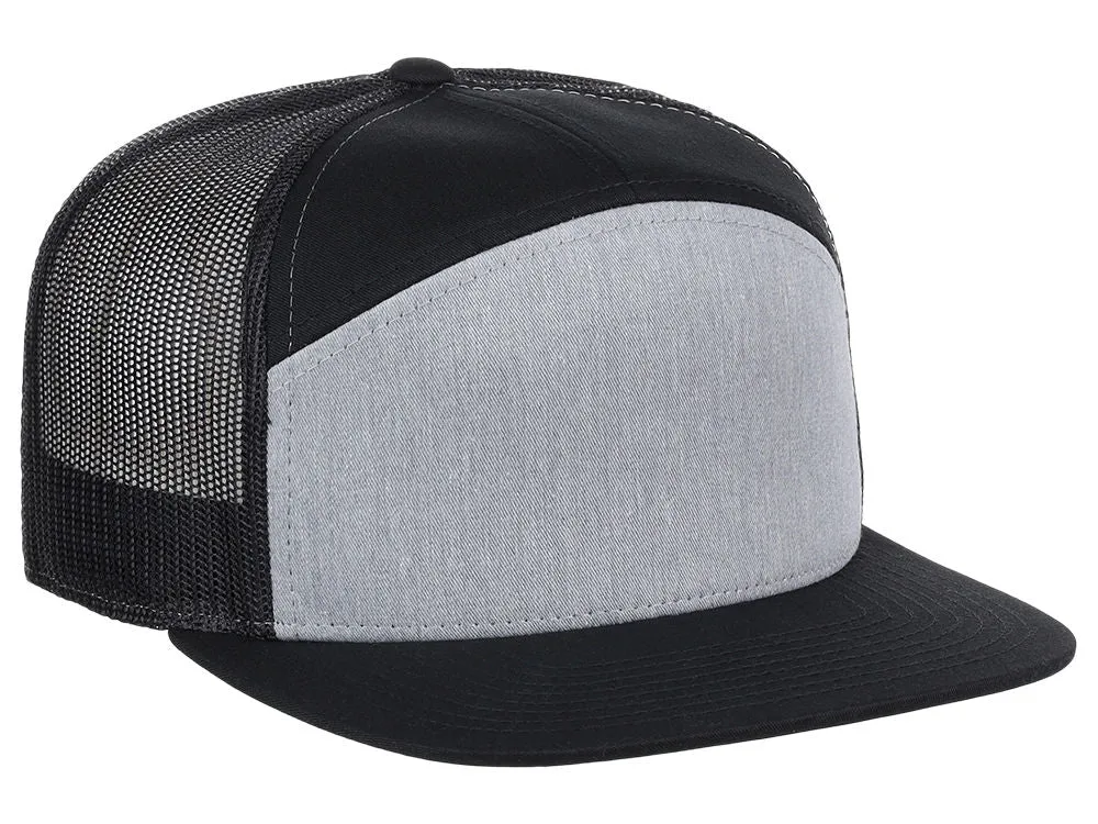 Richardson 168 7 Panel Trucker - Heather Grey/Black
