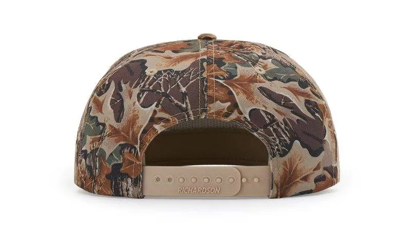 Richardson 256P Camo Umpqua Rope Snapback Five-Panel Baseball Cap - Comfortable Camo Trucker Cap with Flat Bill and Mesh Flip-Up Stay