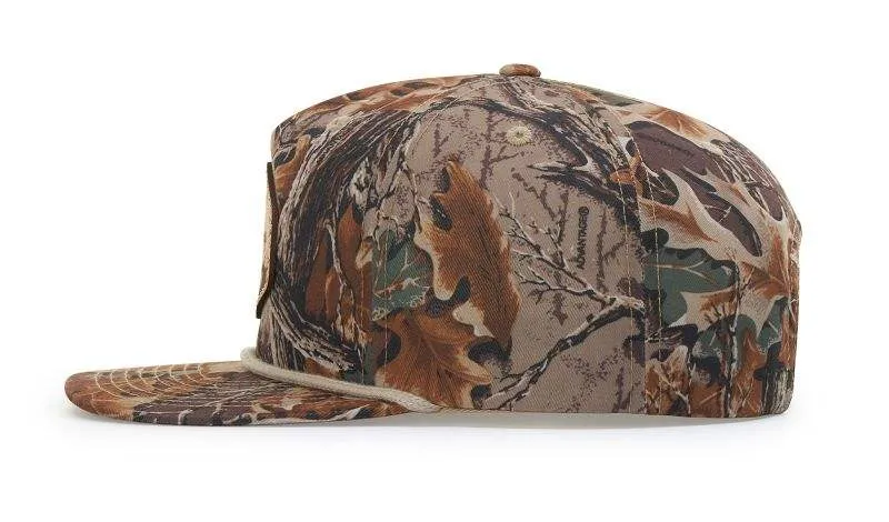Richardson 256P Camo Umpqua Rope Snapback Five-Panel Baseball Cap - Comfortable Camo Trucker Cap with Flat Bill and Mesh Flip-Up Stay