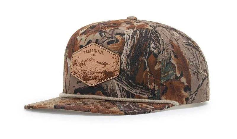 Richardson 256P Camo Umpqua Rope Snapback Five-Panel Baseball Cap - Comfortable Camo Trucker Cap with Flat Bill and Mesh Flip-Up Stay