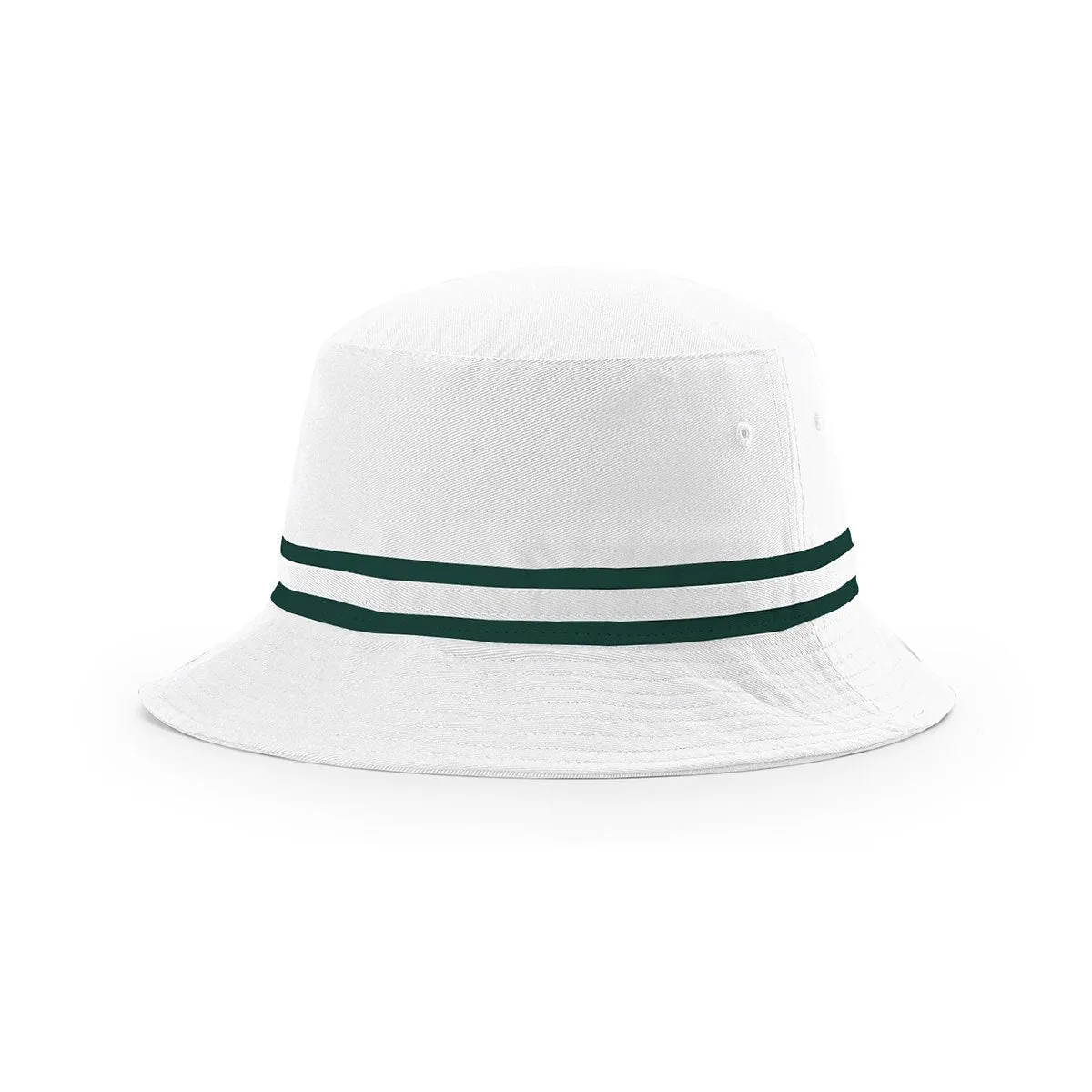 Richardson White/Dark Green Outdoor Bucket Hat with Two Color Band
