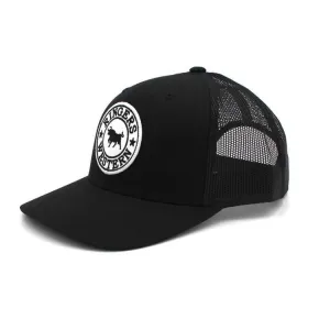 Ringers Western Signature Bull Trucker Black with Black & White Patch - Black, Black & White Patch