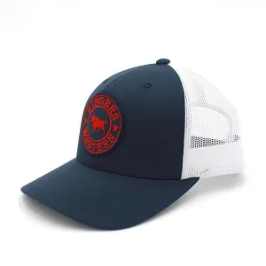 Ringers Western Signature Bull Trucker - Navy & White with Navy & Red Patch