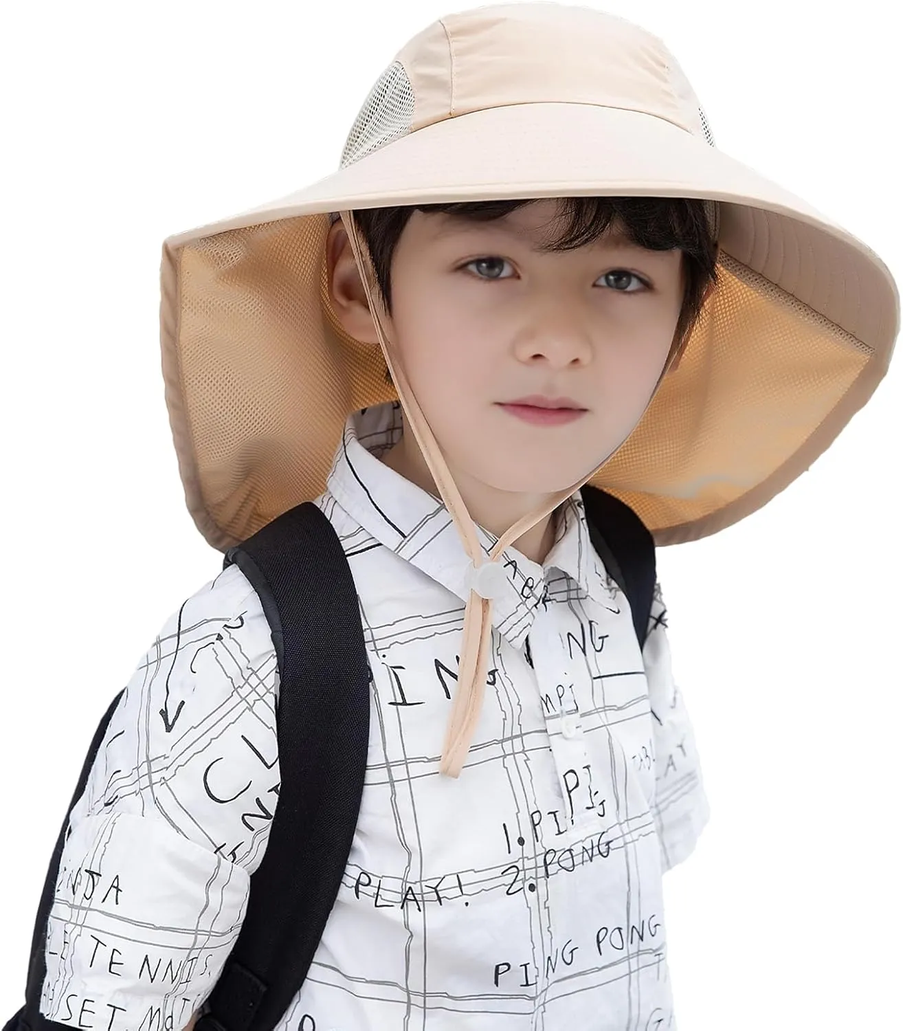 Rosoz Kids Sun Hat with Neck Flap UV Protection Summer Toddler Beach Hat Unisex Ponytail Hat Wide Brim Fishing Hat