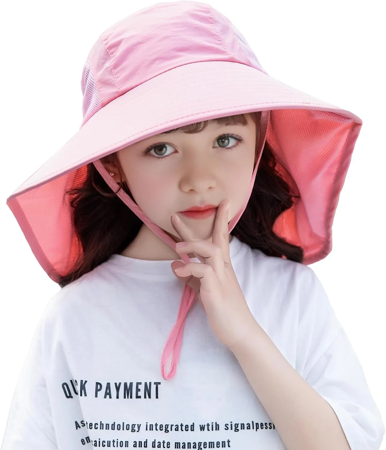 Rosoz Kids Sun Hat with Neck Flap UV Protection Summer Toddler Beach Hat Unisex Ponytail Hat Wide Brim Fishing Hat