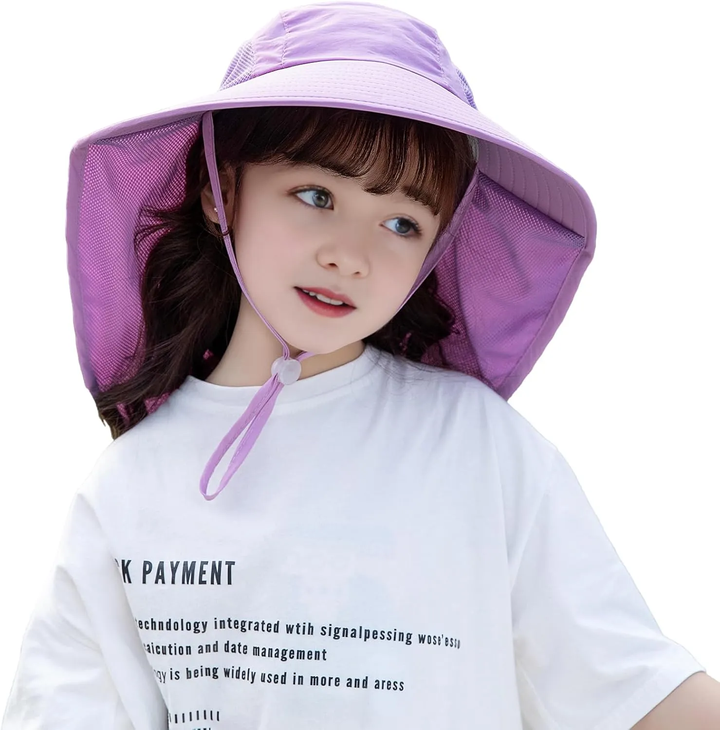 Rosoz Kids Sun Hat with Neck Flap UV Protection Summer Toddler Beach Hat Unisex Ponytail Hat Wide Brim Fishing Hat