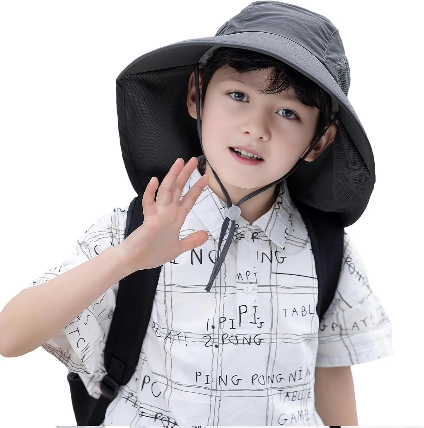 Rosoz Kids Sun Hat with Neck Flap UV Protection Summer Toddler Beach Hat Unisex Ponytail Hat Wide Brim Fishing Hat